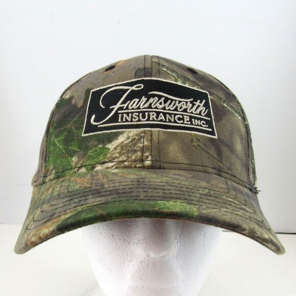Farnsworth Insurance Inc Patch Embroidered Logo Men's Camo Strap Back Cap Hat - Picture 2 of 8